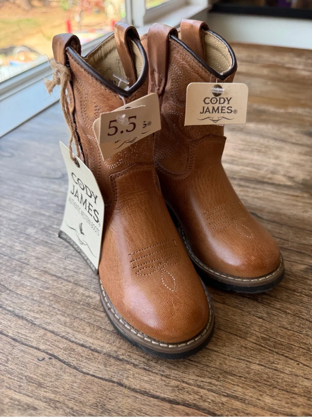 Cody James Chestnut Brown Toddler Western Cowboy Boots with Rubber Sole Size 5.5